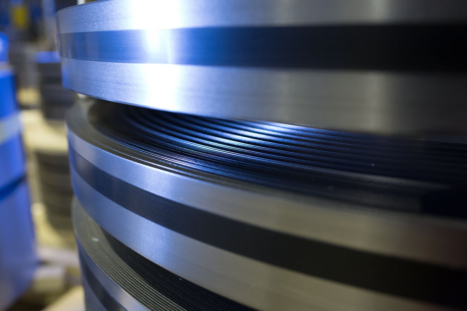 Close up shot of steel coils